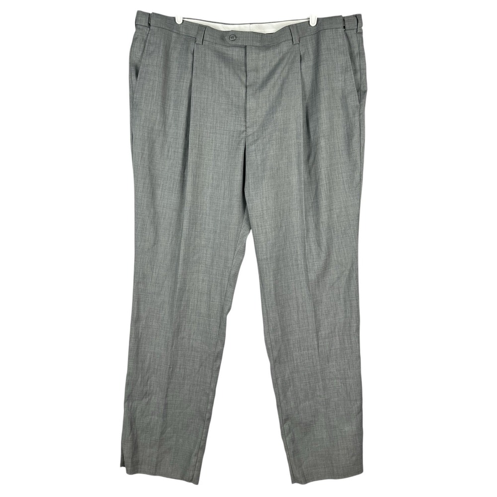 FALCONE Men's Grey Dress Pants 50x37 Pleated Unhemmed Expandable Waistband NWT
